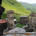 Ushguli, high view from a tower, უშგული.