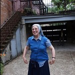 The nun who showed us the right way...to Kutaisi Synagogue.