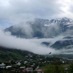 View of the Caucasus Mountains in Mestia.