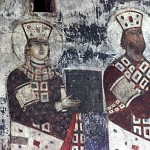 Tsar George III and Queen Tamara,fresco of the 12th century.